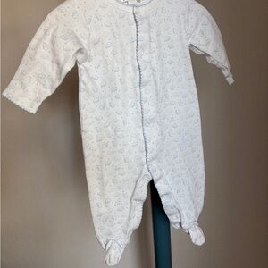 Kissy Kissy White Onesie with Blue Elephant Print